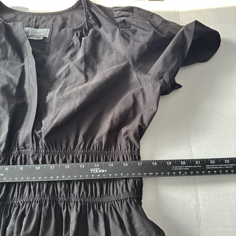 Anthropologie Somerset Maxi Dress Black Cotton Smocked Tiered Puff Sleeve XLP - Picture 6 of 8